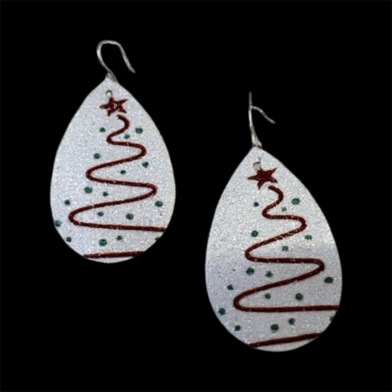 Glitter Christmas Tree Teardrop Earrings