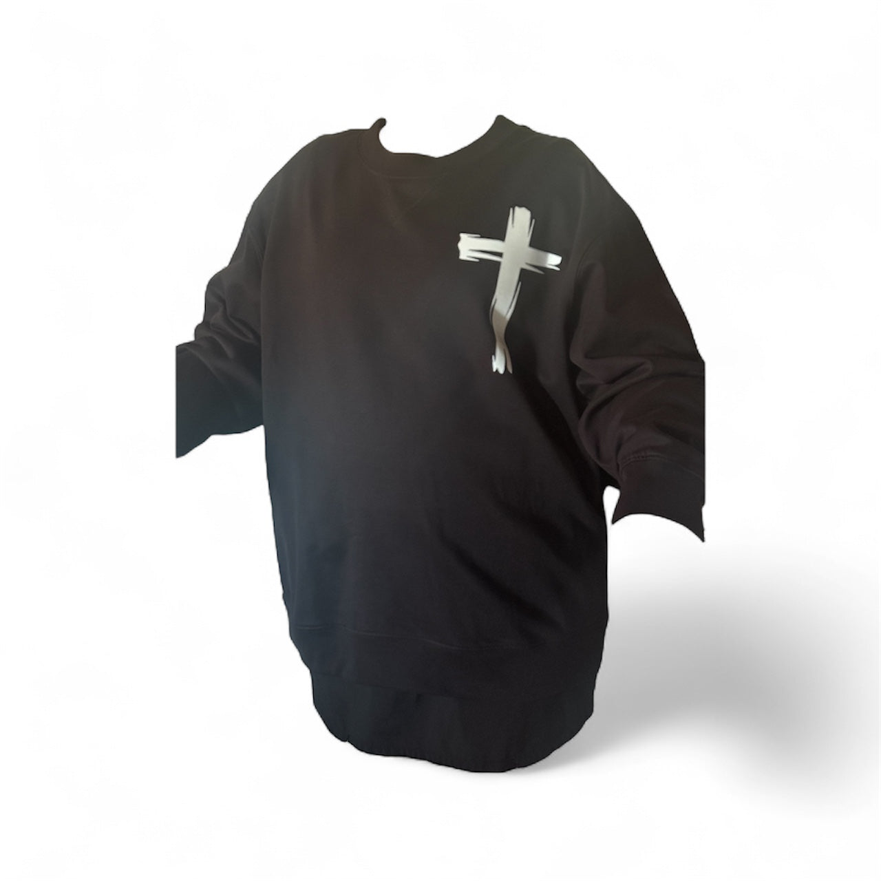 “Names of God” Faith Sweatshirt – Christian Crewneck with Cross Design