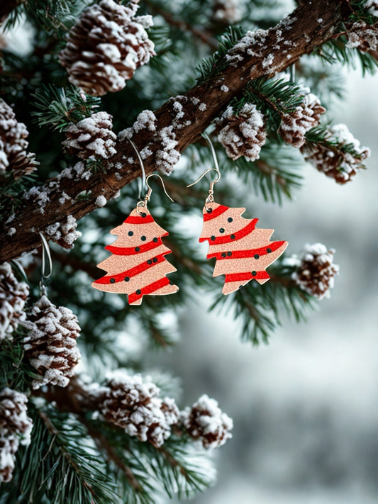 Sweet Snack Cake Christmas Tree Earrings