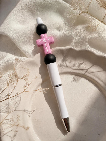 Jesus Cross Faith Beaded Pen