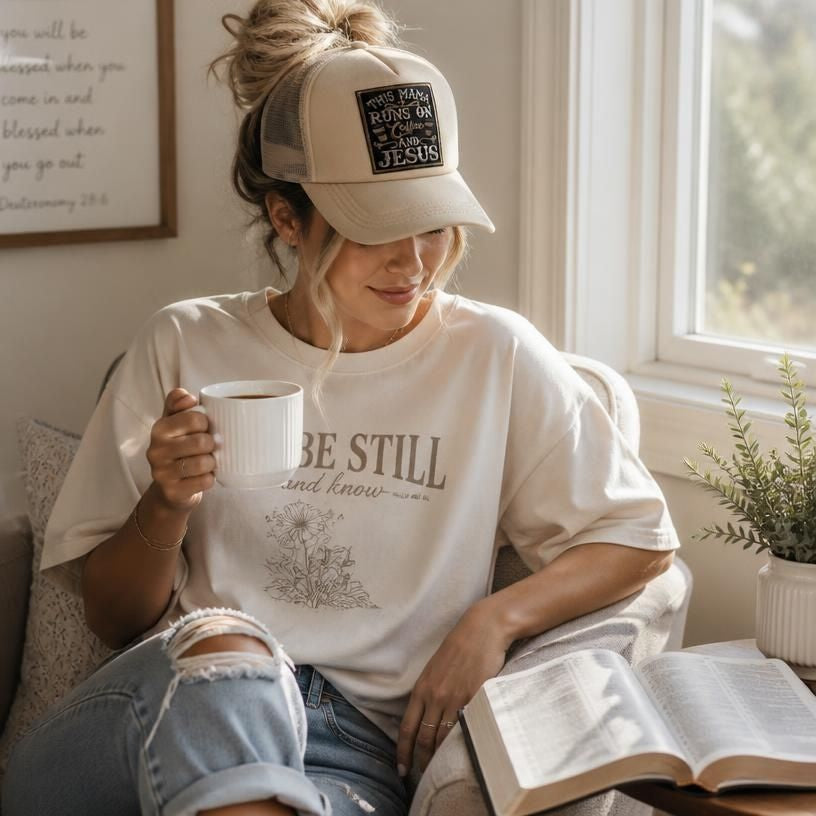 This Mama Runs on Coffee & Jesus Trucker Hat
